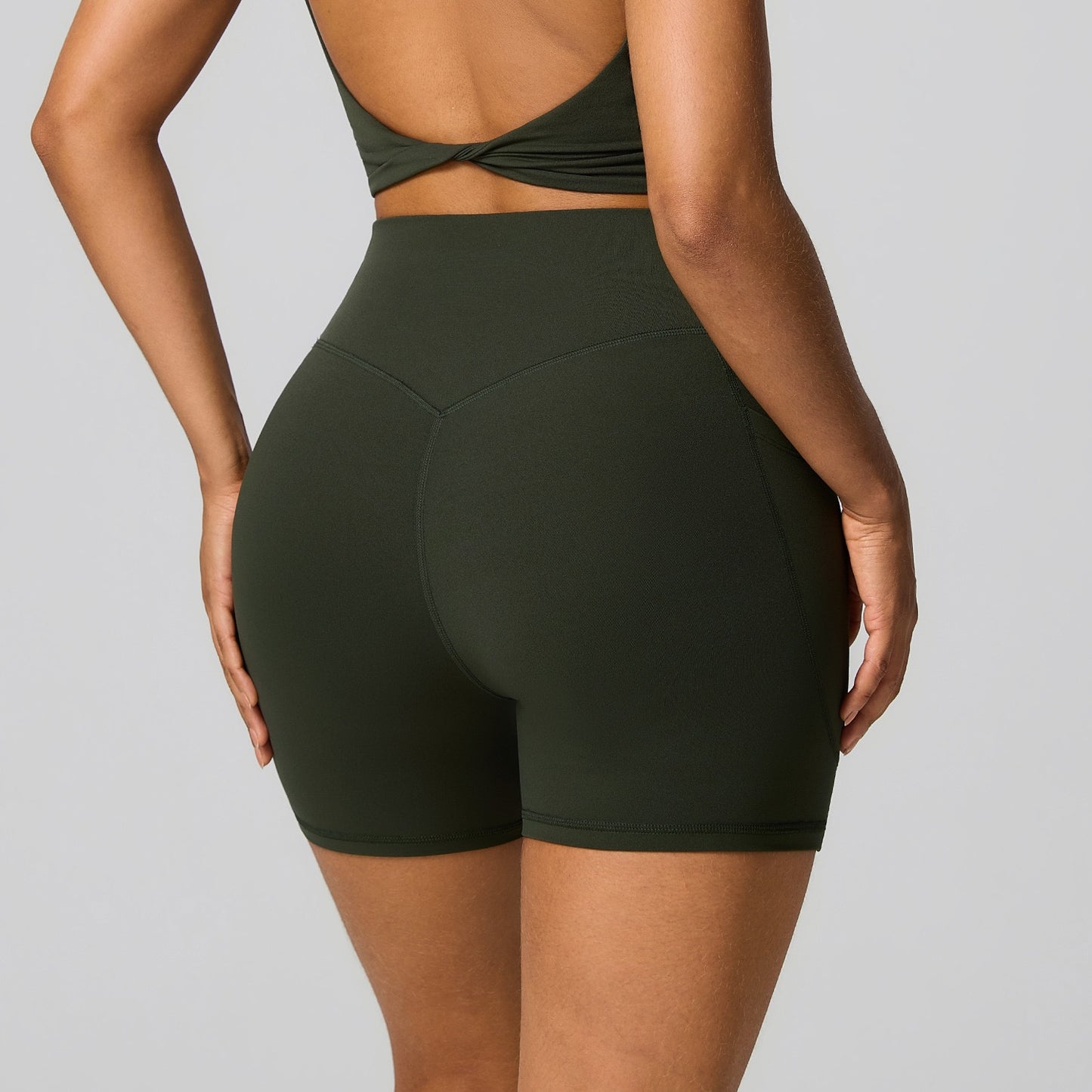 green squat proof biker shorts