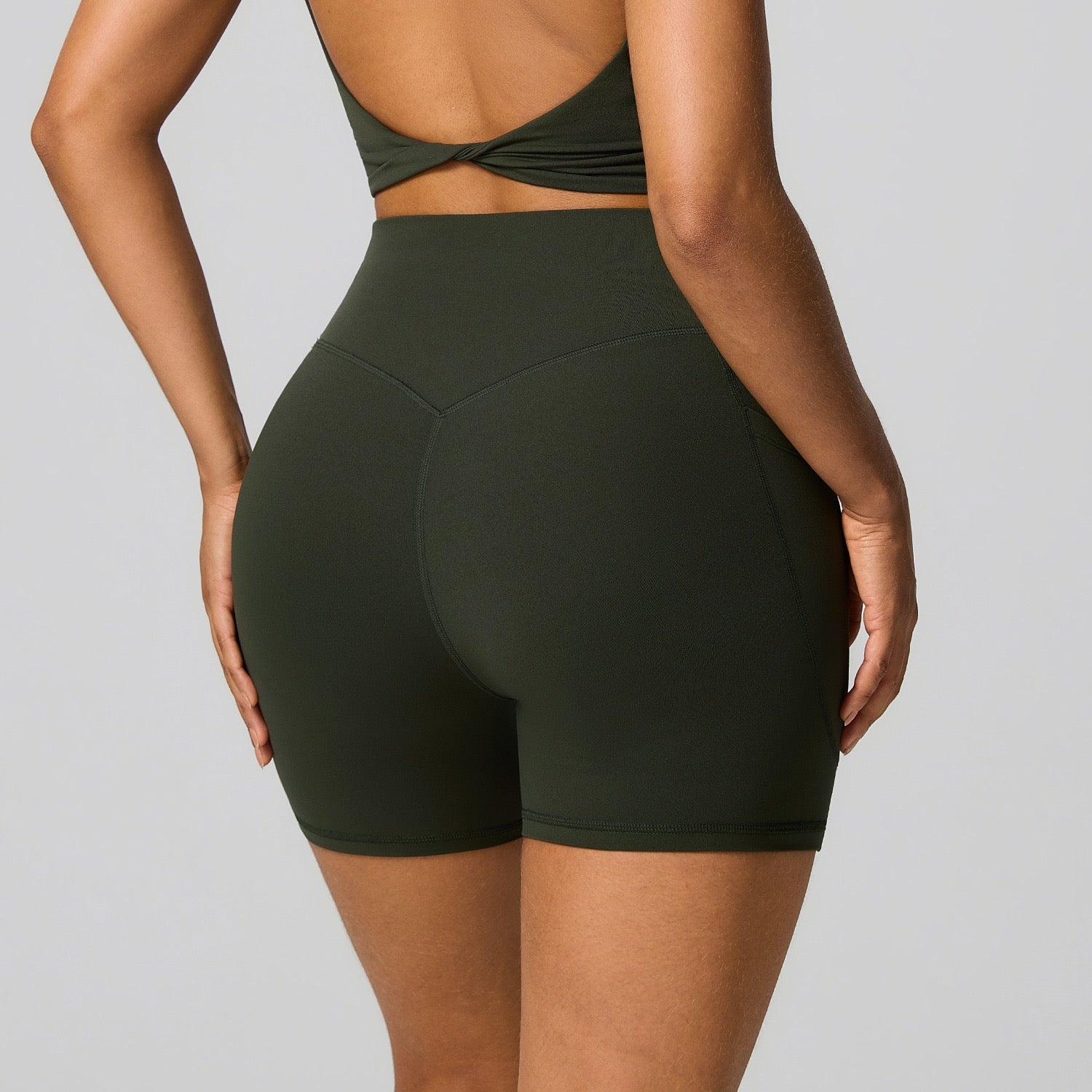 green squat proof biker shorts
