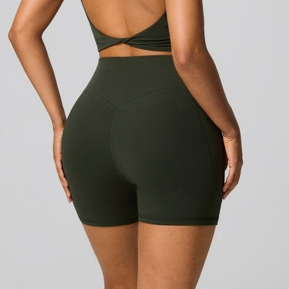 green squat proof biker shorts