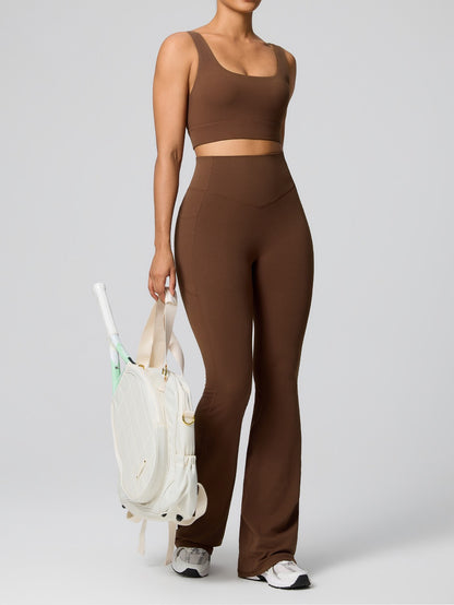 brown squat proof flare leggings