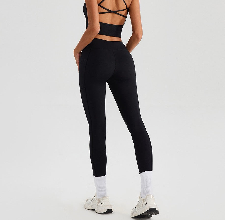 black high waisted workout leggings for women