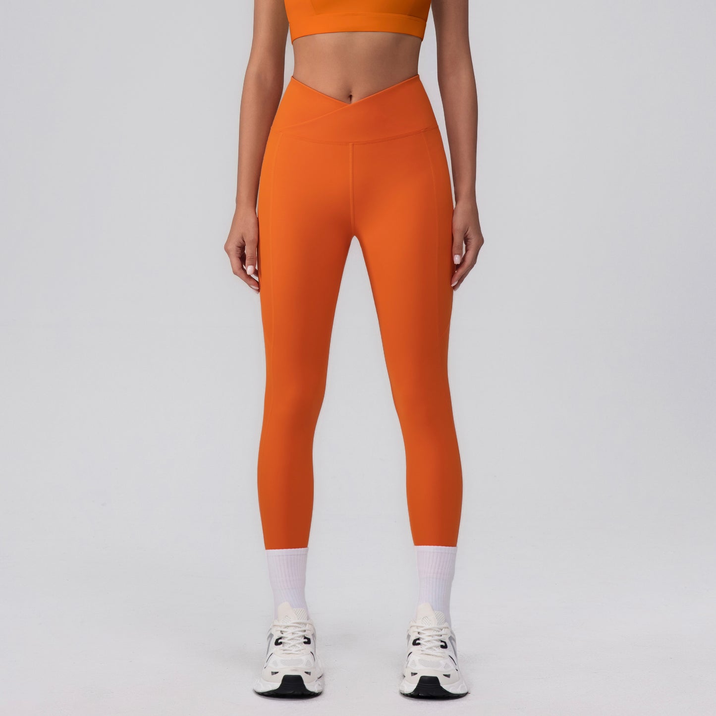 squat proof leggings in orange red