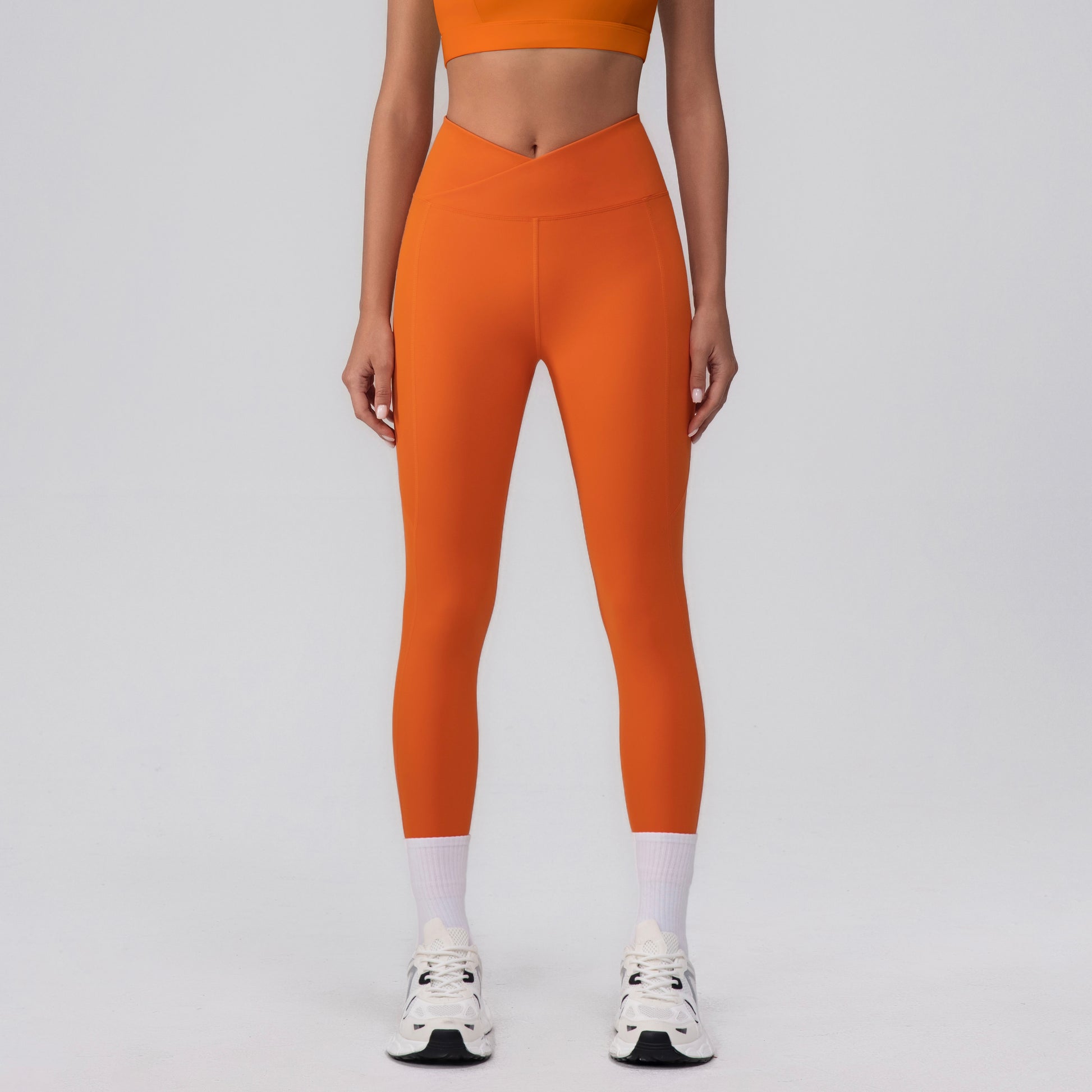squat proof leggings in orange red