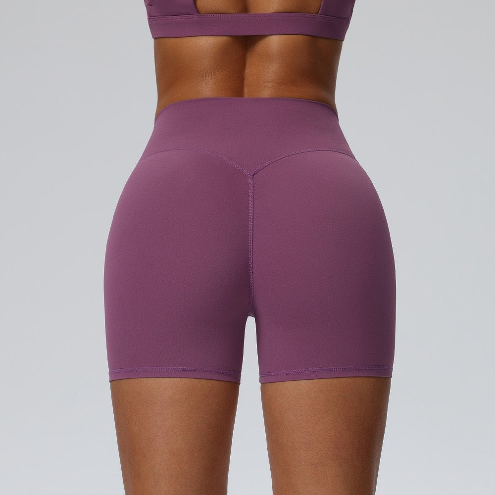 womens squat proof workout shorts purple