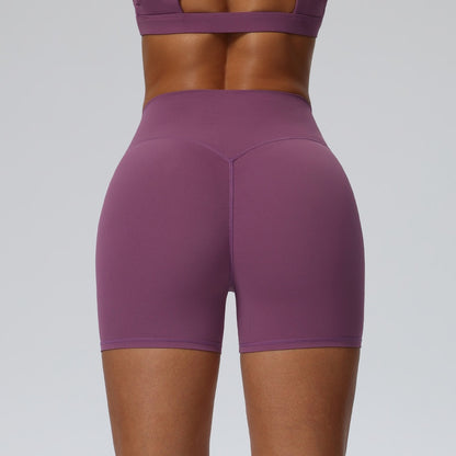 womens squat proof workout shorts purple
