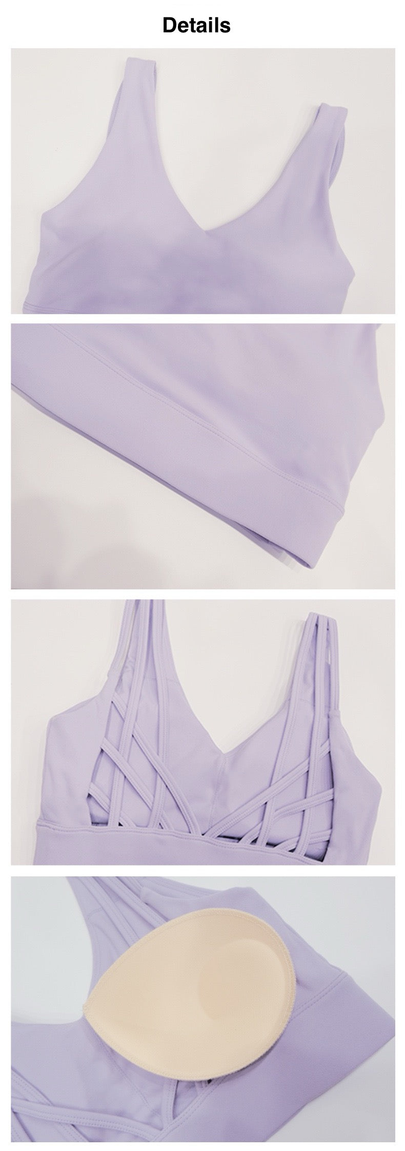 strappy sports bra with removable padding