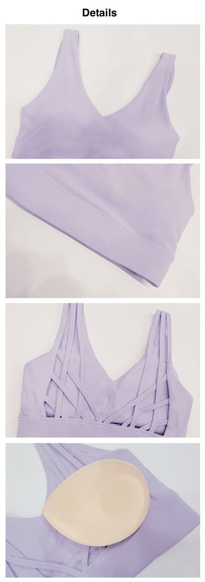 strappy sports bra with removable padding