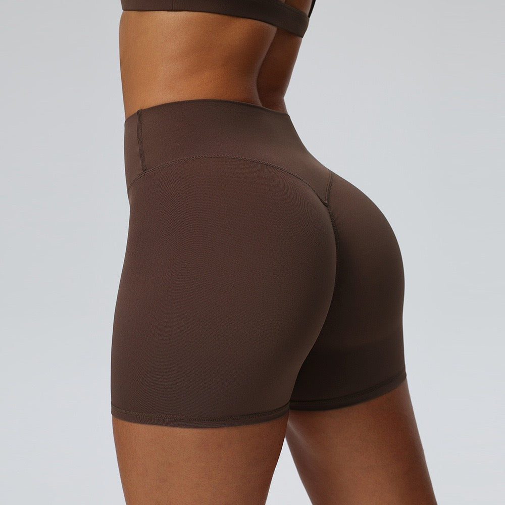 stretchy fitness shorts brown