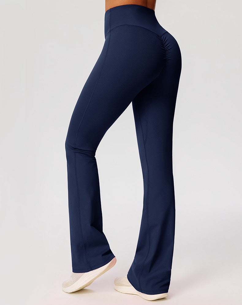 navy blue stretchy flare leggings women