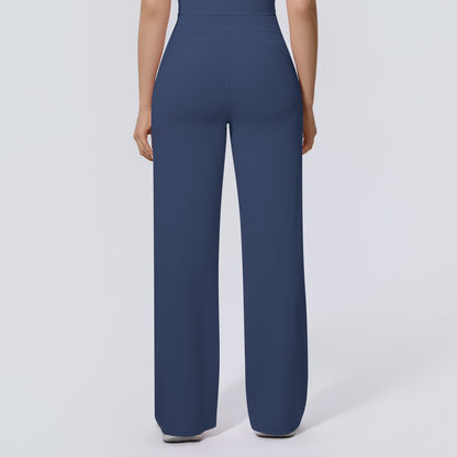 blue athleisure wide leg pants for daily wear