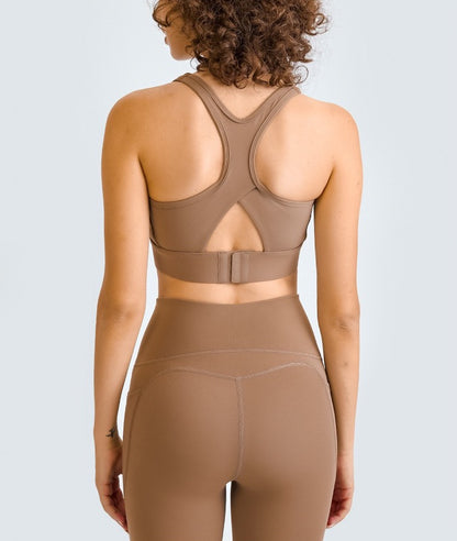 stylish sports bra with hollow out back design