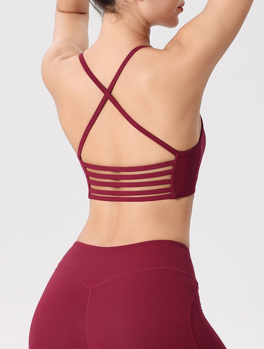 stylish sports bra with open back