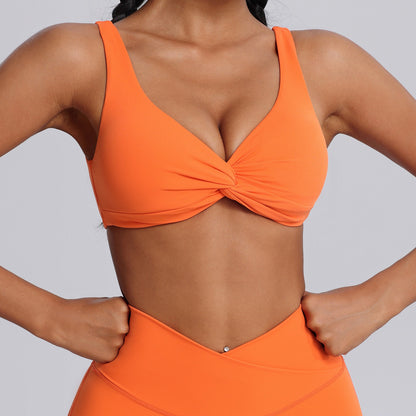 stylish twist front activewear top for women
