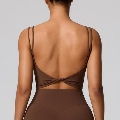 brown yoga top women