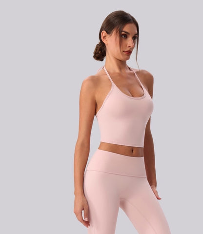 summer breathable workout crop top pink