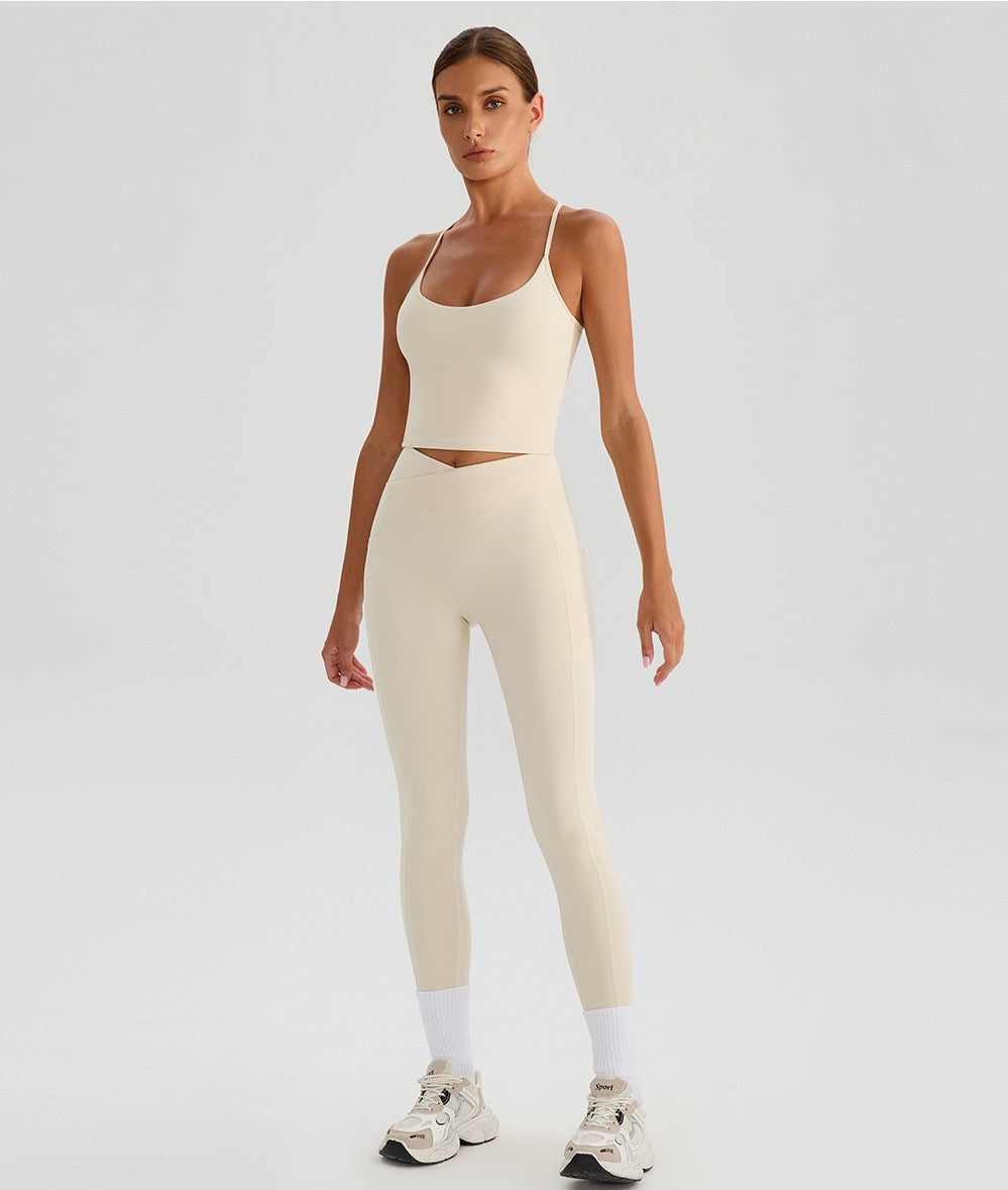 light colour cross front leggings for fitness