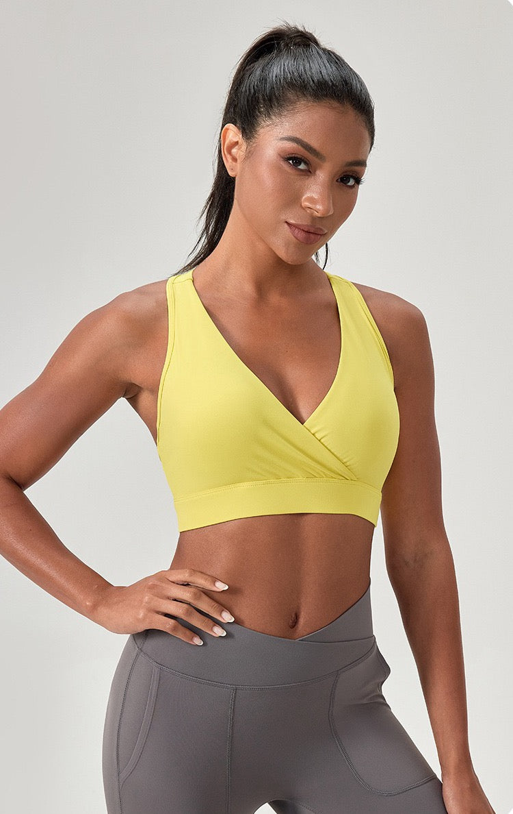 yellow sports bras for running