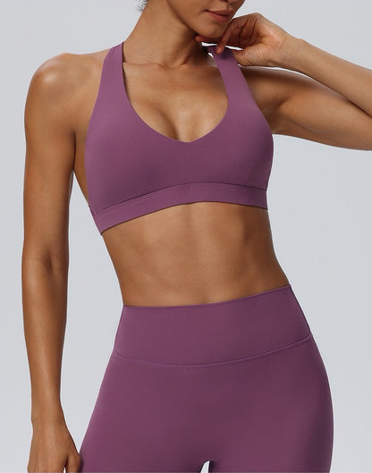 supportive yoga bra purple