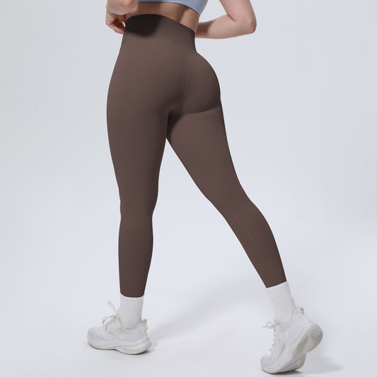 Coffee Brown High Waist Gym Leggings – Squat Proof Yoga Pants for Women