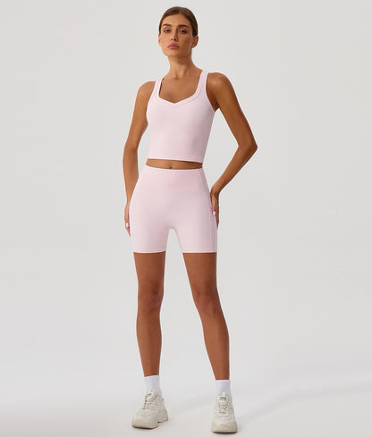 sweetheart neckline sports bra pink