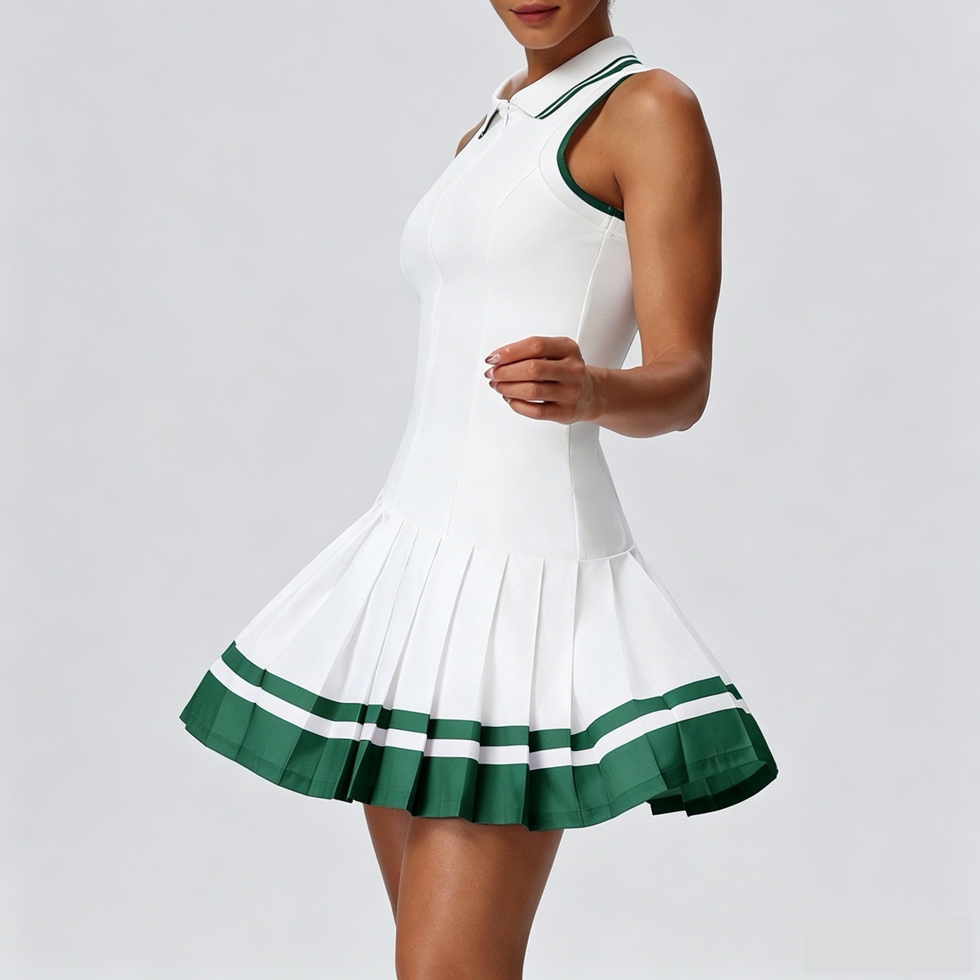 tennis dress with contrast trim and zipper