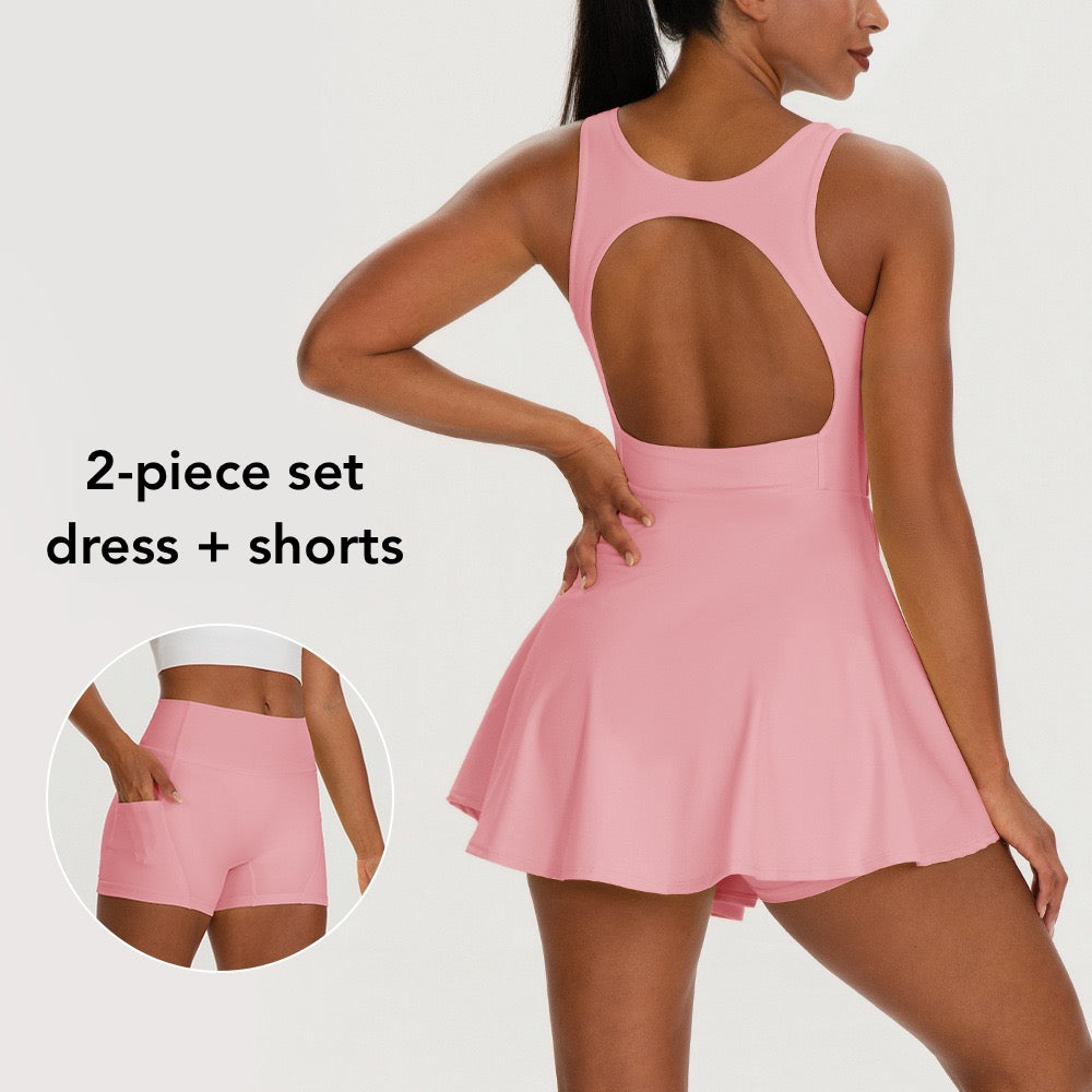 2-Piece Workout Dress with Shorts | Women’s Activewear Set