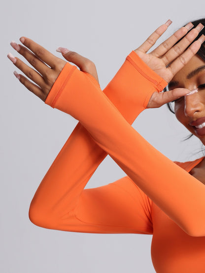 thumbhole sleeve workout jumpsuit