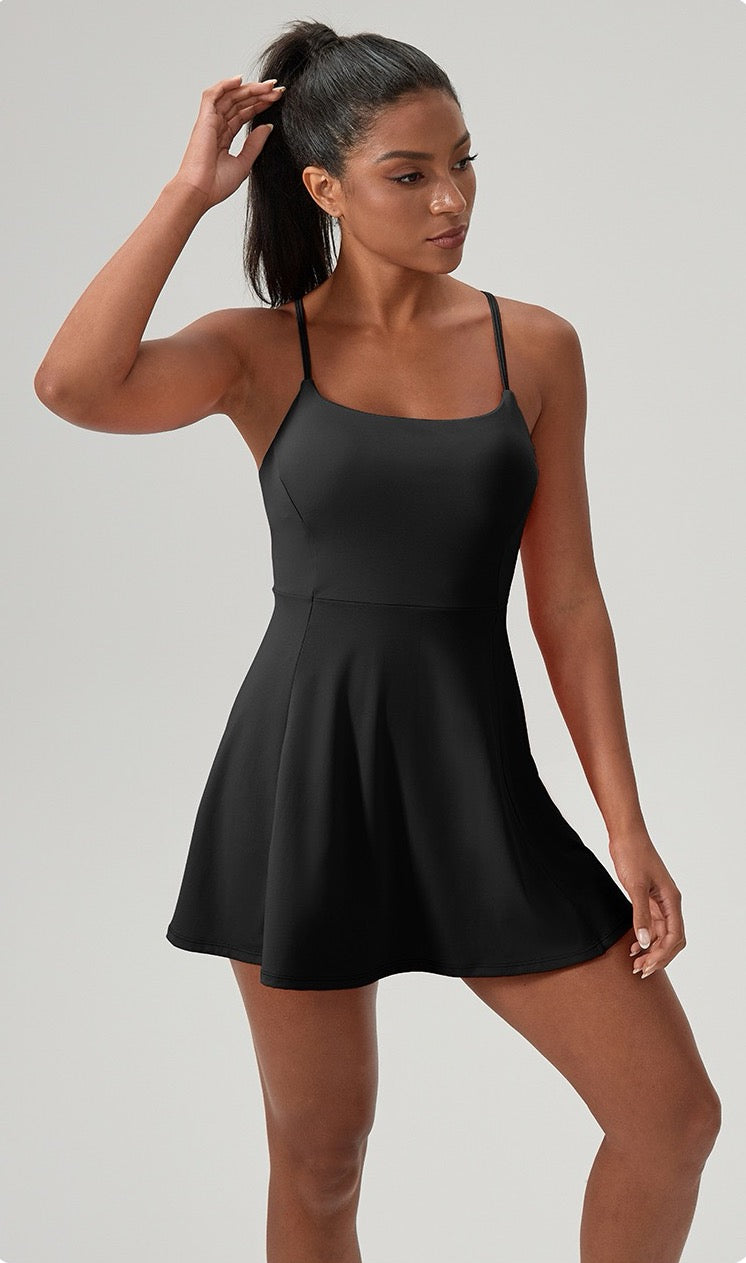 travel friendly activewear dress black