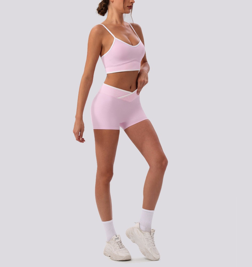 trendy athleisure bra top pink