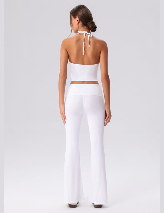 white backless fitness top women