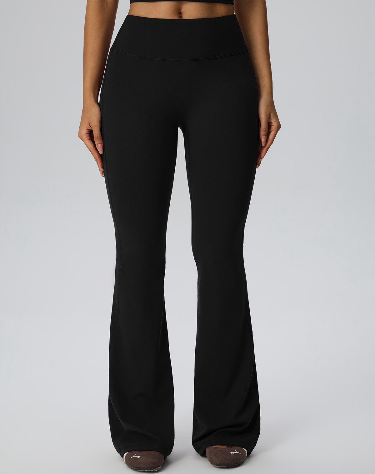 trendy bell bottom leggings black