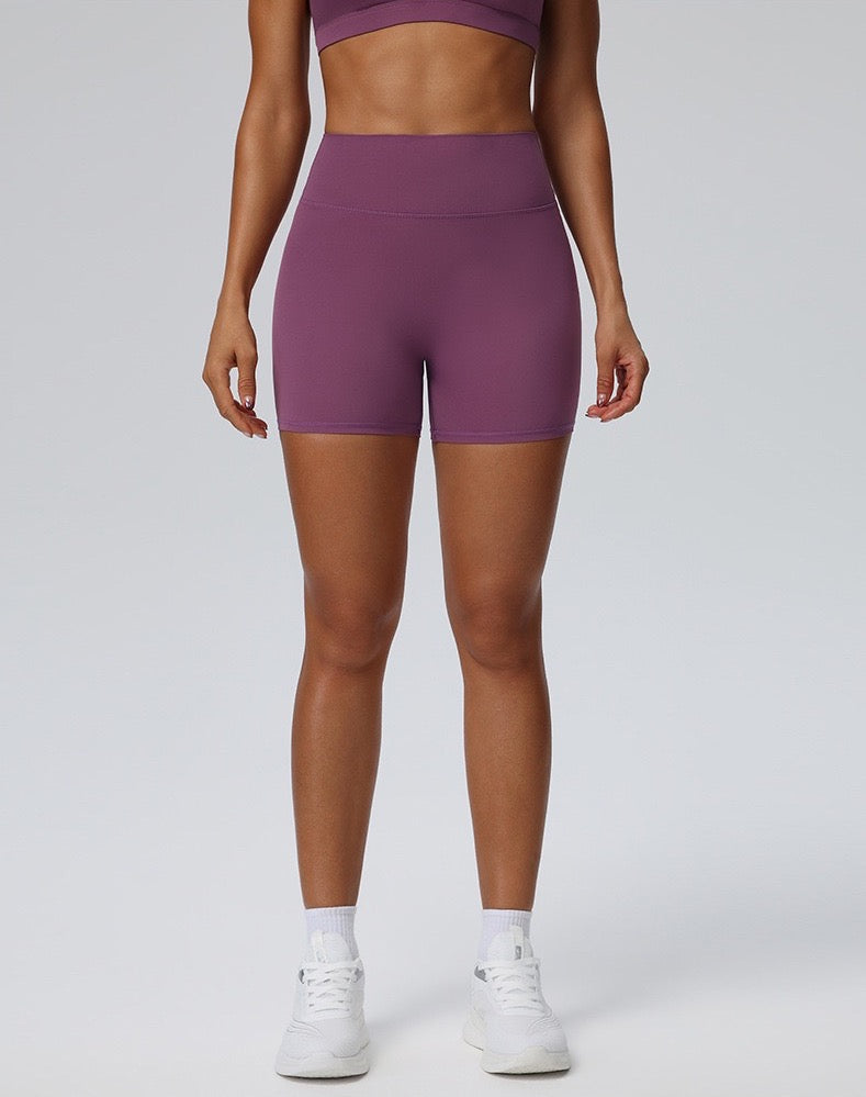 tummy control activewear shorts purple