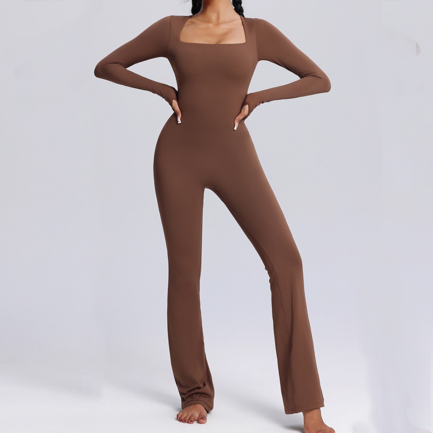 tummy control flare jumpsuit