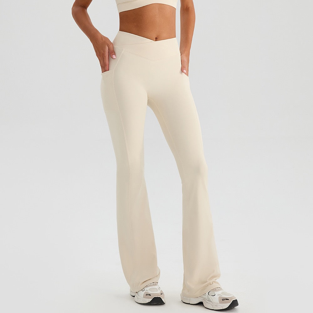 tummy control flare leggings with pockets