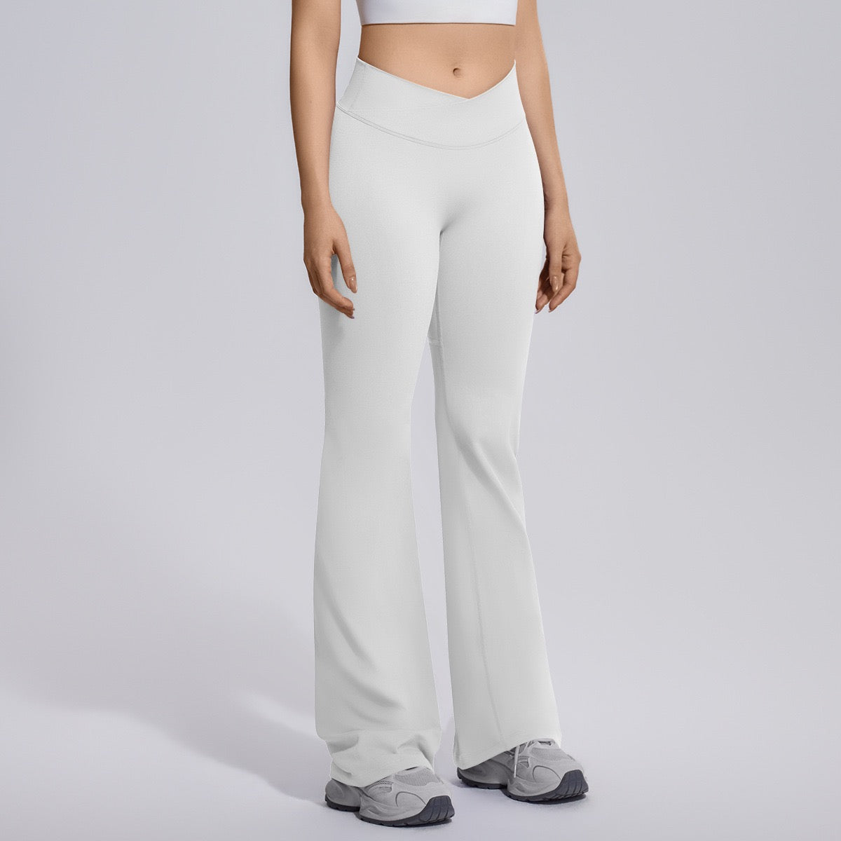 tummy control flare leggings white