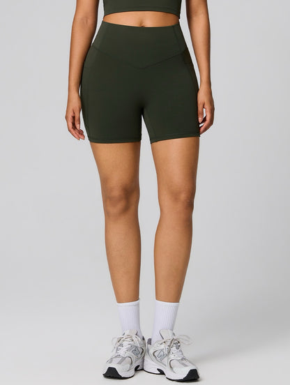 green tummy control gym shorts women