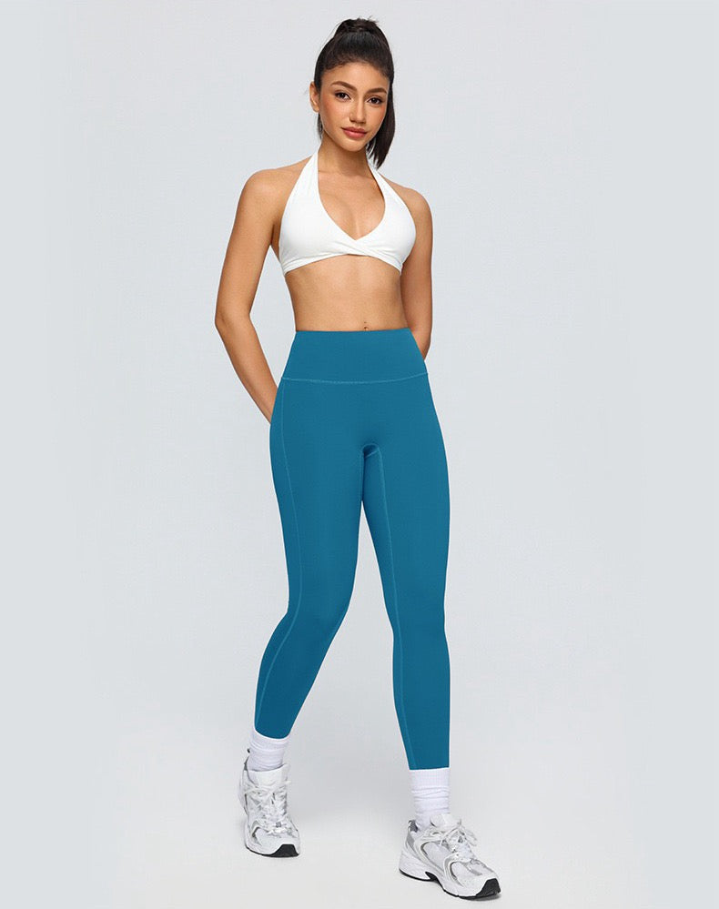 sea blue tummy control workout leggings