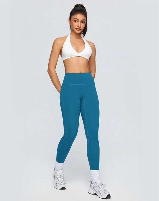 sea blue tummy control workout leggings
