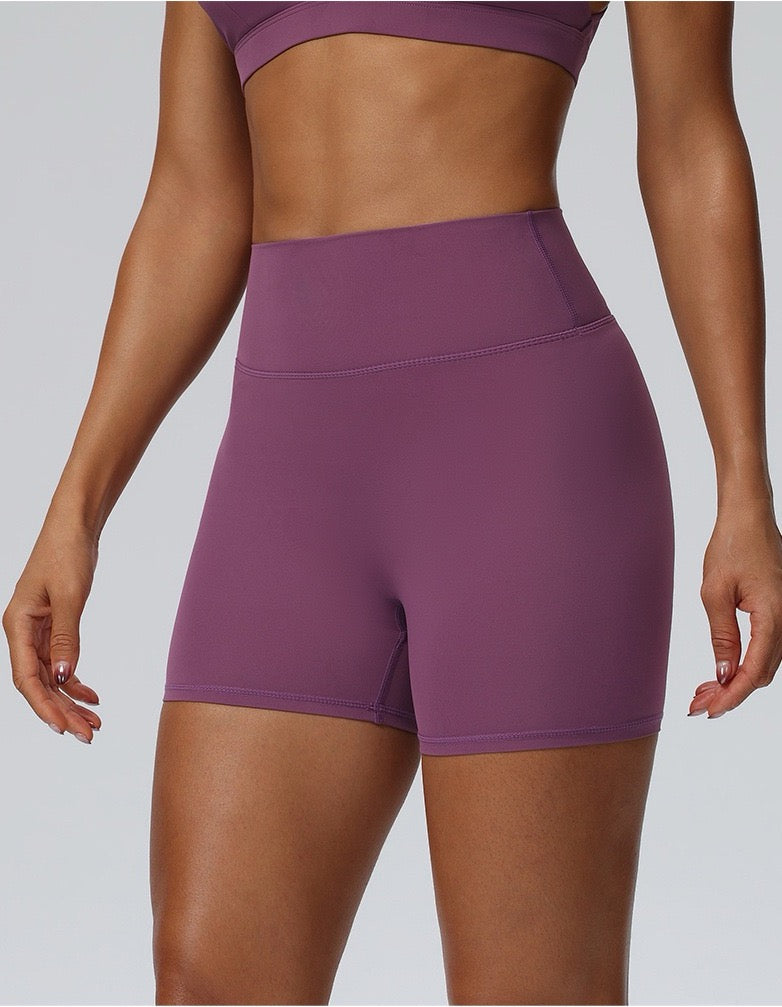 tummy control workout shorts purple