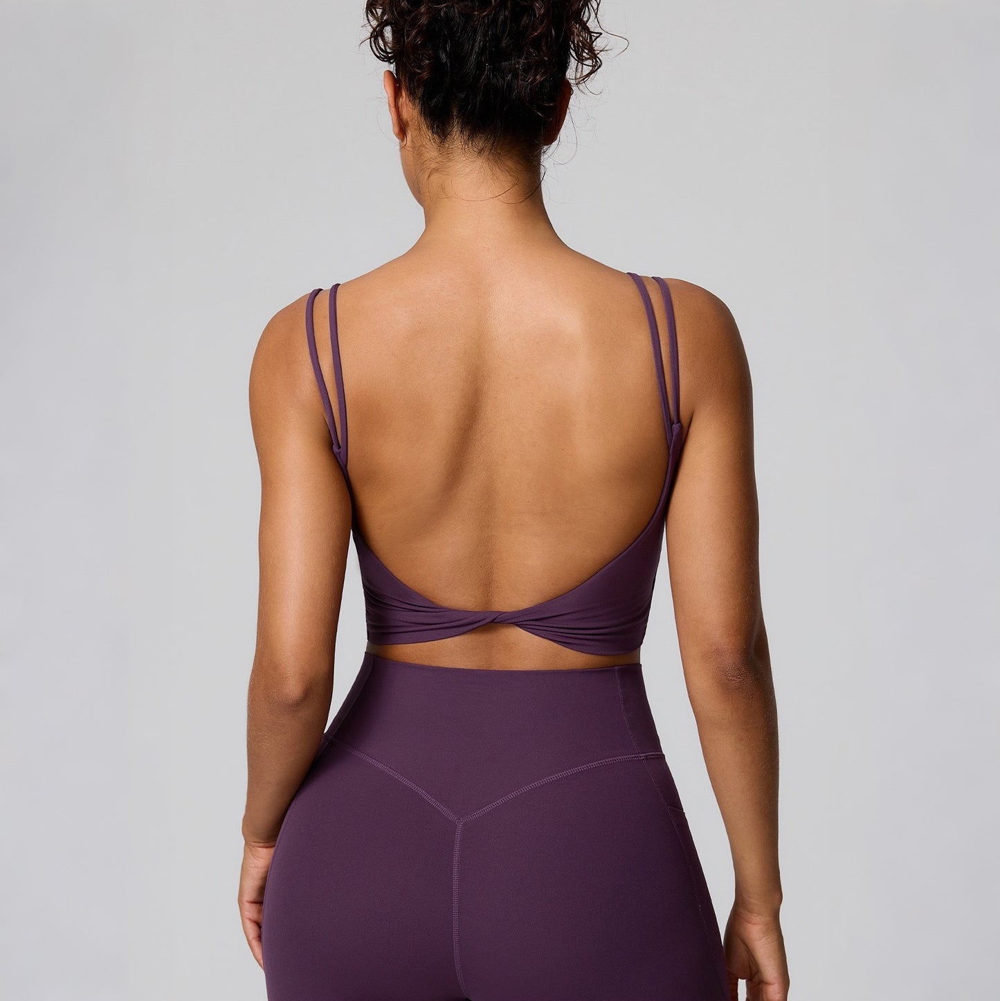 twist back workout top purple