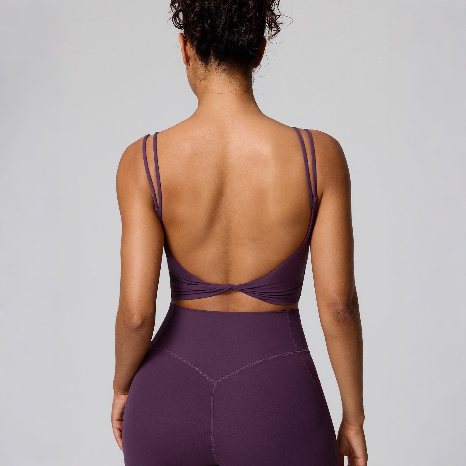 twist back workout top purple