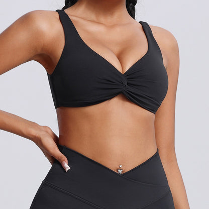twist front bra black