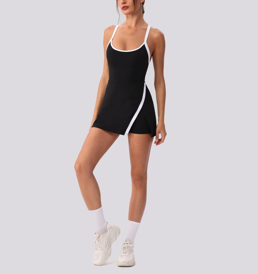 two-in-one tennis dress black color