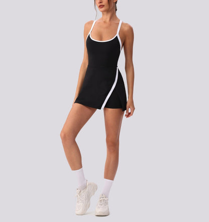 two-in-one tennis dress black color
