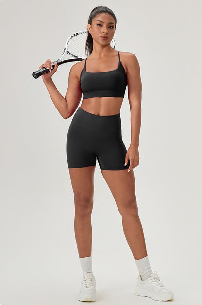 u neck sports bra black