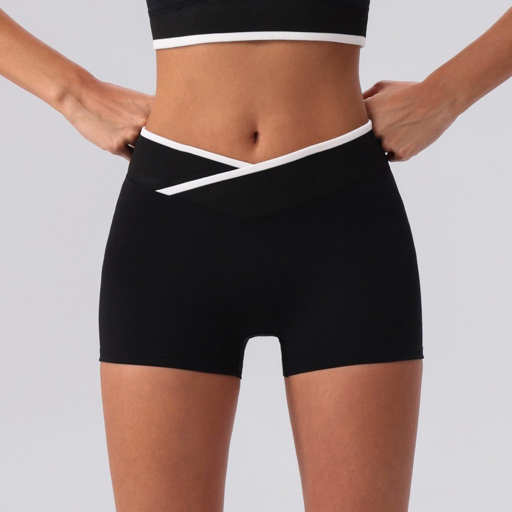 v waist workout shorts black