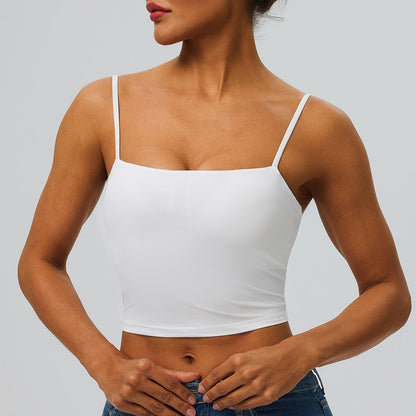 white workout bra with removable cup