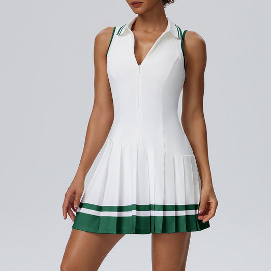 vintage inspired tennis dress with pleated skirt