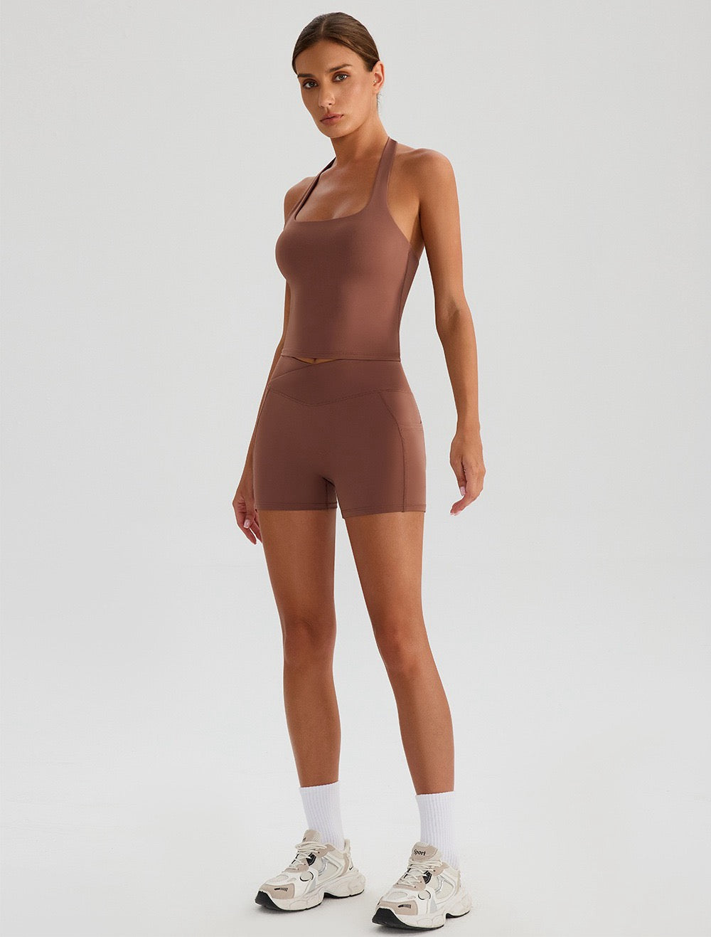 viral TikTok workout outfit brown