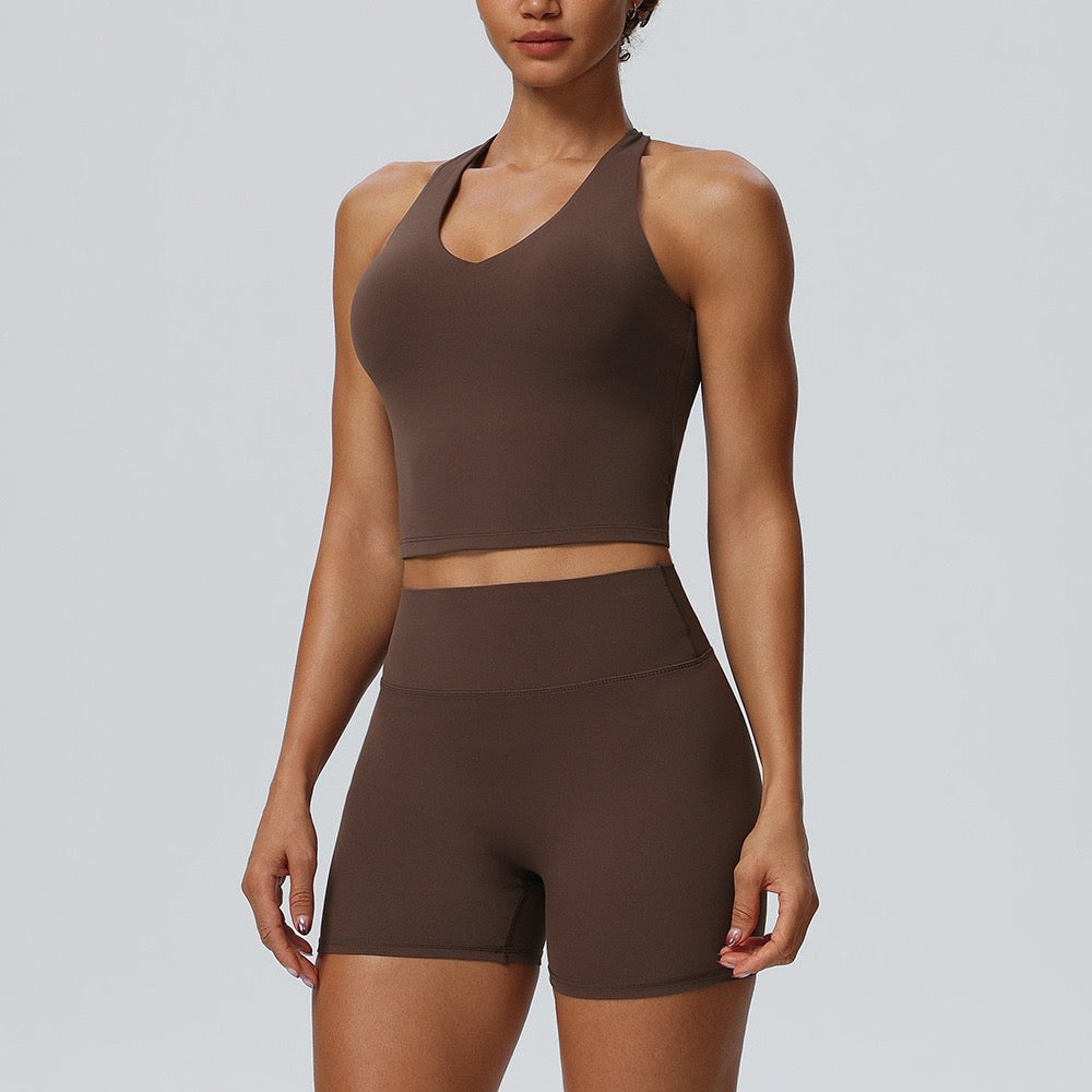 brown workout set women